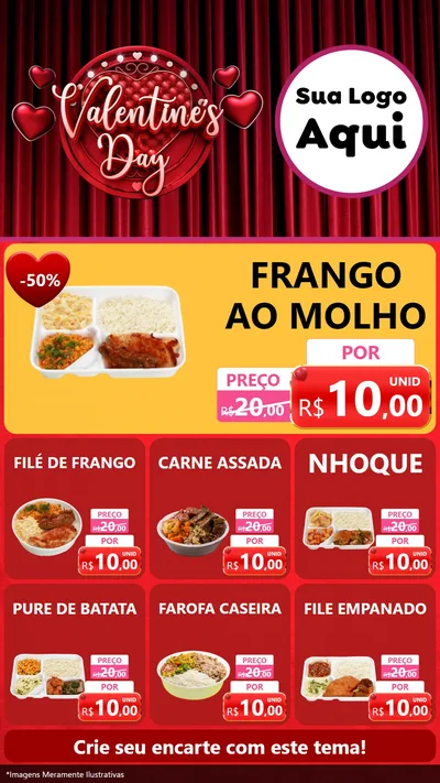 Modelo de Rede Social para Stories com o tema Valentine's Day para Restaurante