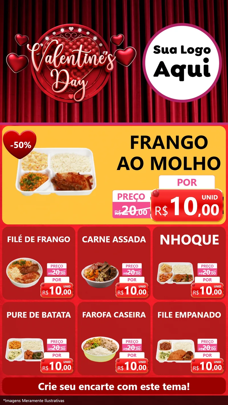 Modelo de Rede Social para Stories com o tema Valentine's Day para Restaurante