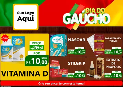 Modelo de Encarte para Encarte A4 Horizontal com o tema Dia do Gaúcho para Farmácia