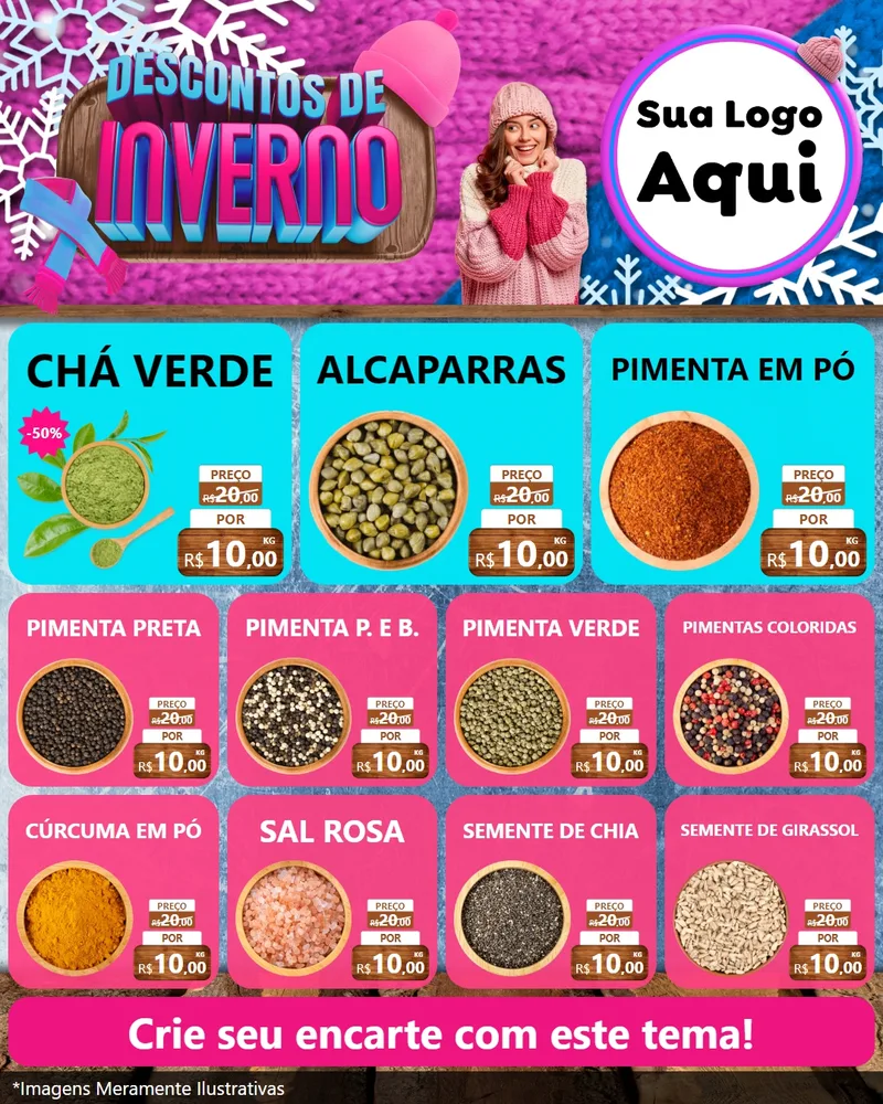 Modelo de Rede Social para Feed Instagram com o tema Descontos de Inverno para Produtos Naturais