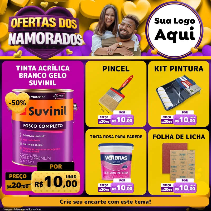 Modelo de Rede Social para Feed Facebook com o tema Oferta Dos Namorados para Tintas e Ferramentas