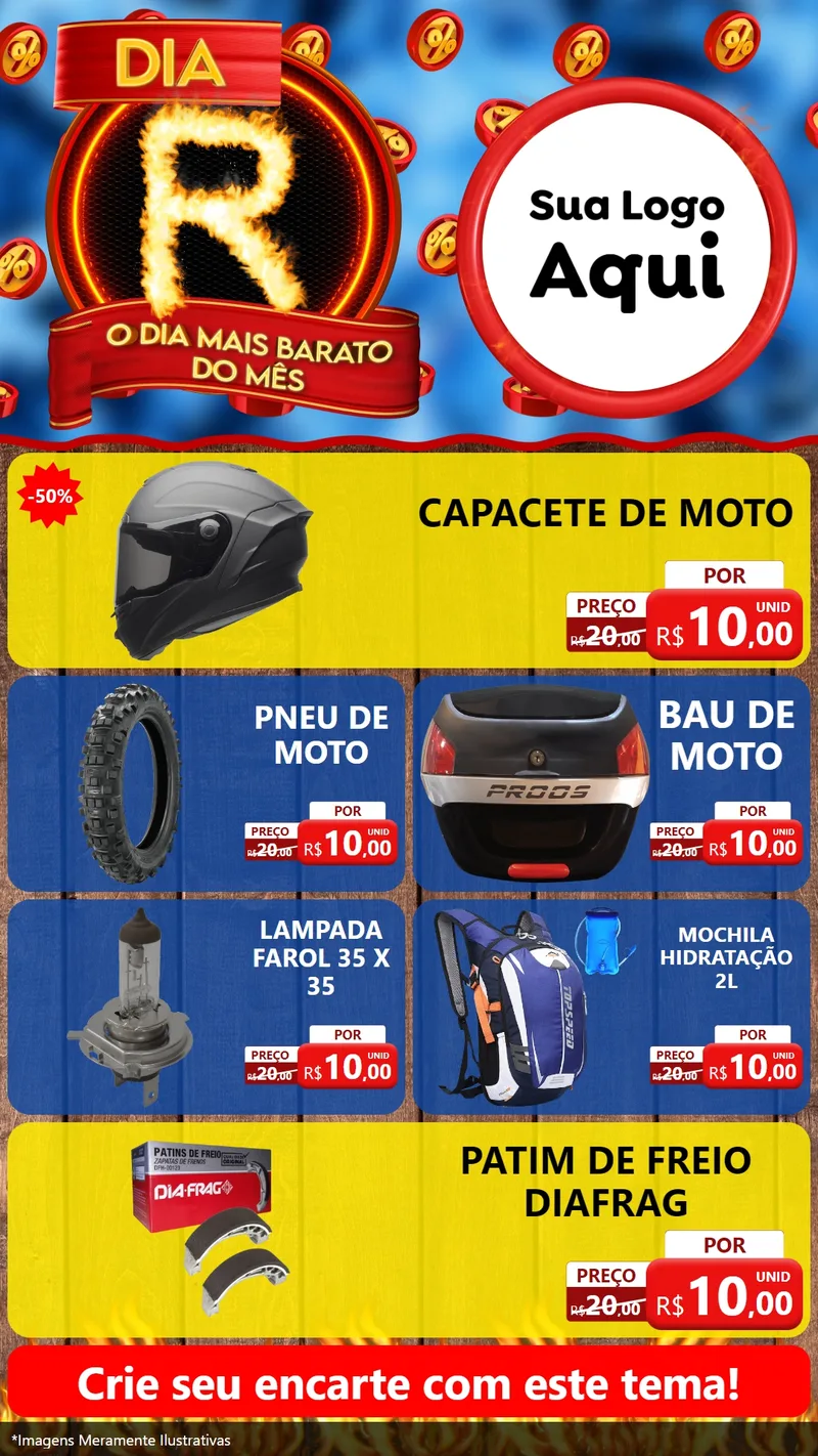 Modelo de TV para TV Vertical com o tema Dia R - O Dia Mais Barato Do Mês para Moto peças