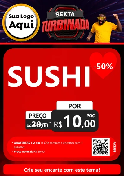 Modelo de Cartaz para Cartaz A4 Vertical com o tema Sexta Turbinada para Comida japonesa