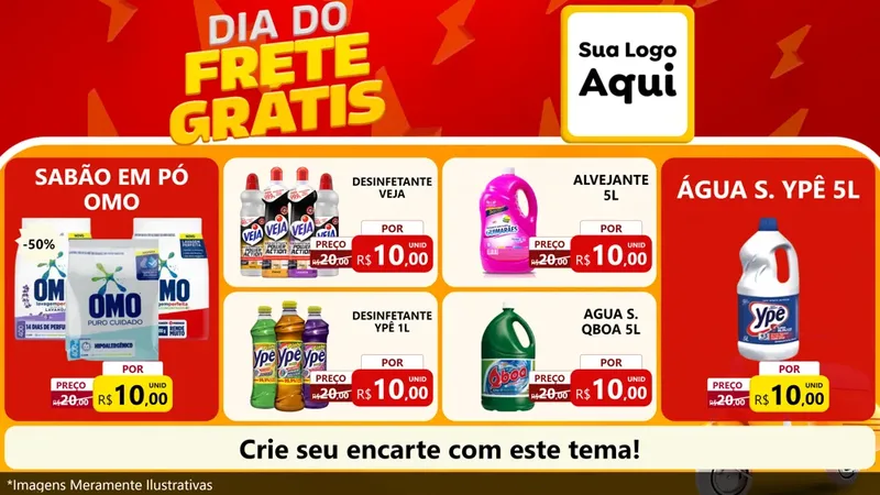 Modelo de TV para TV Horizontal com o tema Dia do Frete Grátis para Produtos de Limpeza