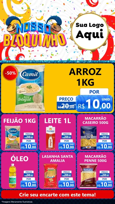 Modelo de Rede Social para Stories com o tema Nosso Bloquinho para Supermercado