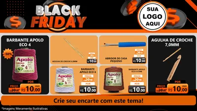 Modelo de TV para TV Horizontal com o tema Black Friday para Armarinho e Aviamentos