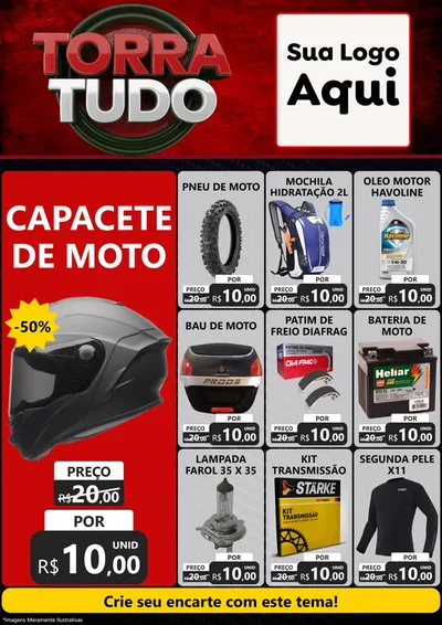 Modelo de Encarte para Encarte A4 Vertical com o tema Torra Tudo para Moto peças