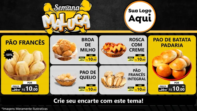 Modelo de TV para TV Horizontal com o tema Semana Maluca para Padaria