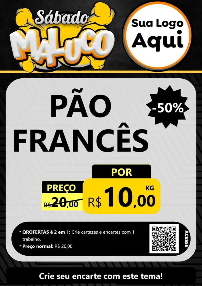 Modelo de Cartaz para Cartaz A4 Vertical com o tema Sábado Maluco para Padaria