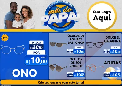 Modelo de Encarte para Encarte A4 Horizontal com o tema Ofertas Imperdíveis Mês Do Papai para Óticas