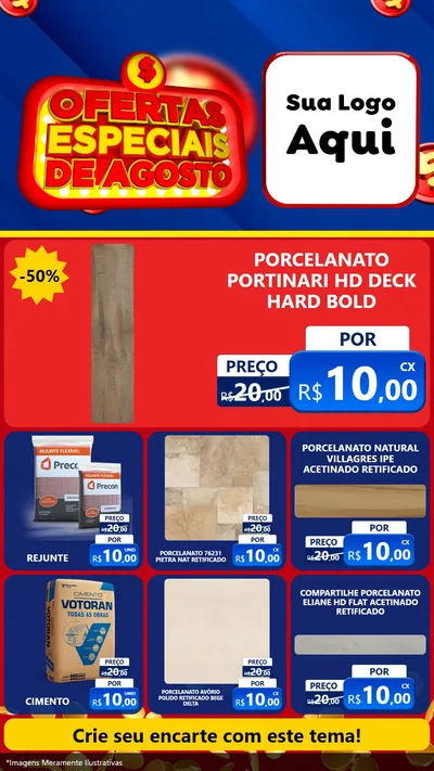 Modelo de Rede Social para Stories com o tema Ofertas Especiais de Agosto para Pisos e revestimentos