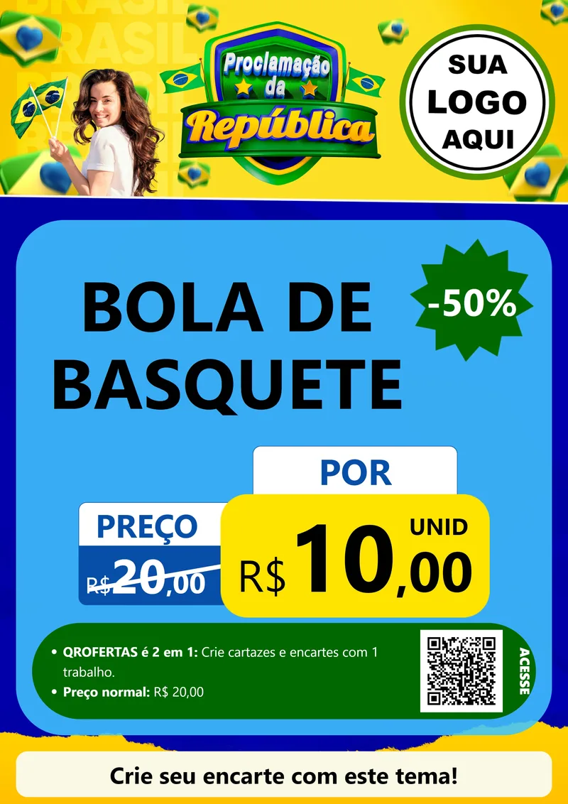 Modelo de Cartaz para Cartaz A4 Vertical com o tema Proclamação da República para Artigos Esportivos