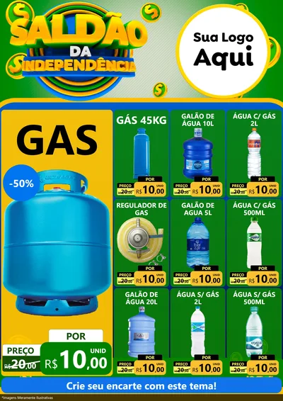 Modelo de Encarte para Encarte A4 Vertical com o tema Saldão da Indepêndencia para Água e gás