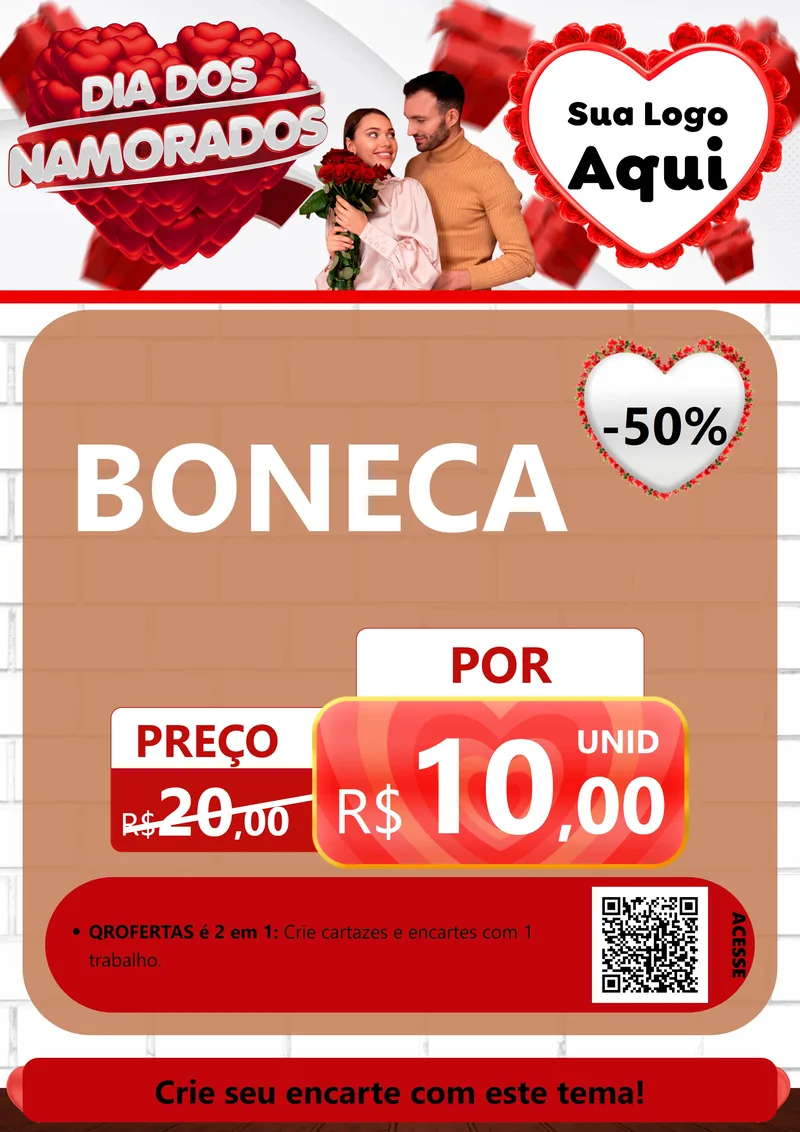 Modelo de Cartaz para Cartaz A4 Vertical com o tema Dia dos Namorados para Brinquedos
