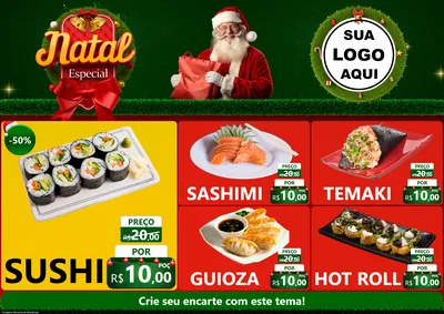 Modelo de Encarte para Encarte A4 Horizontal com o tema Natal Especial para Comida japonesa