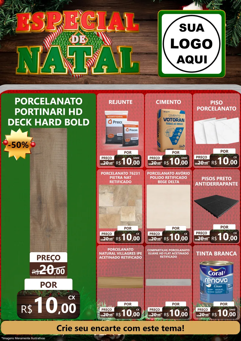 Modelo de Encarte para Encarte A4 Vertical com o tema Especial de Natal para Pisos e revestimentos