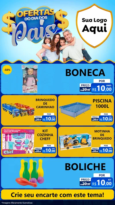 Modelo de TV para TV Vertical com o tema Ofertas do Dia dos Pais para Brinquedos