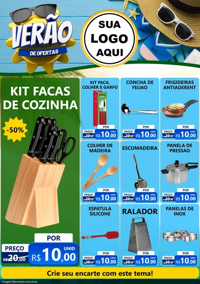 Modelo de Encarte para Encarte A4 Vertical com o tema Verão de Ofertas para Utilidades Domésticas