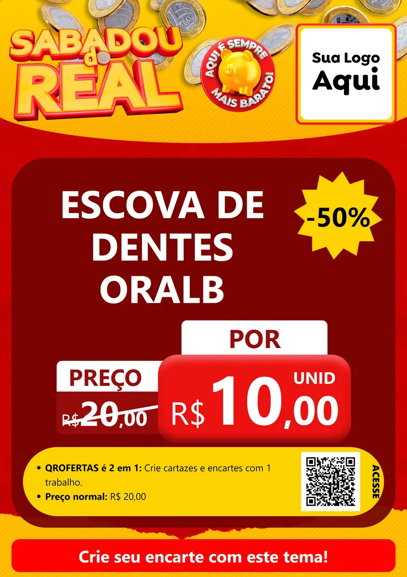 Modelo de Cartaz para Cartaz A4 Vertical com o tema Sabadou do Real para Higiene Pessoal