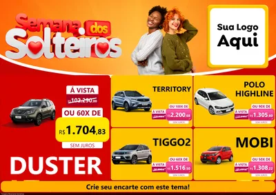 Modelo de Encarte para Encarte A4 Horizontal com o tema Semana dos Solteiros para Concessionaria de Carros