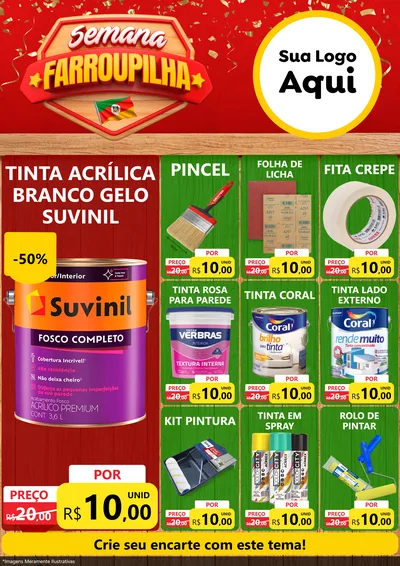 Modelo de Encarte para Encarte A4 Vertical com o tema Semana Farroupilha para Tintas e Ferramentas