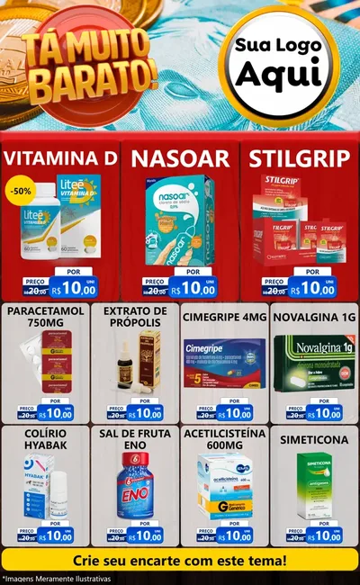 Modelo de Encarte para Encarte Grande com o tema Está Muito Barato para Farmácia