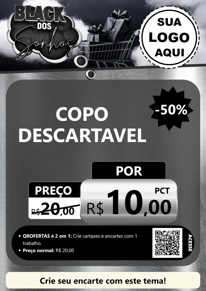 Modelo de Cartaz para Cartaz A4 Vertical com o tema Black dos Sonhos para Embalagens