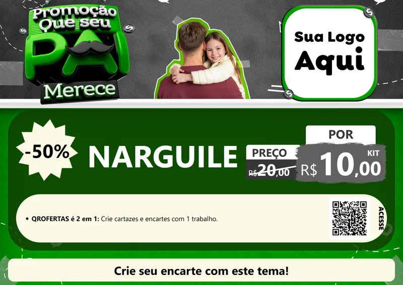 Modelo de Cartaz para Cartaz A4 Horizontal com o tema Promoção Que seu Pai Merece para Tabacaria