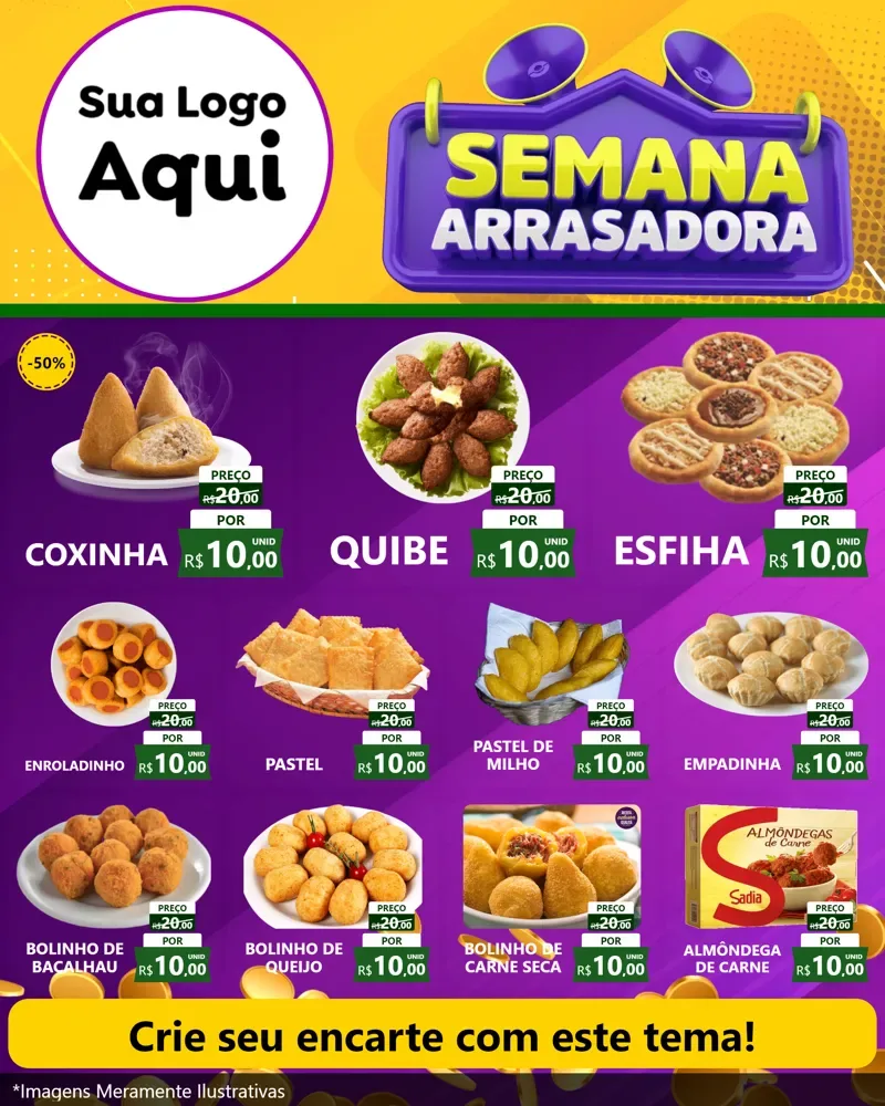 Modelo de Rede Social para Feed Instagram com o tema Semana Arrasadora para Salgadaria