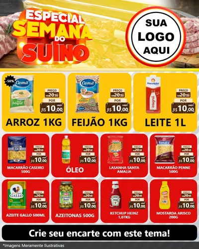 Modelo de Rede Social para Feed Instagram com o tema Especial Semana do Suíno para Supermercado