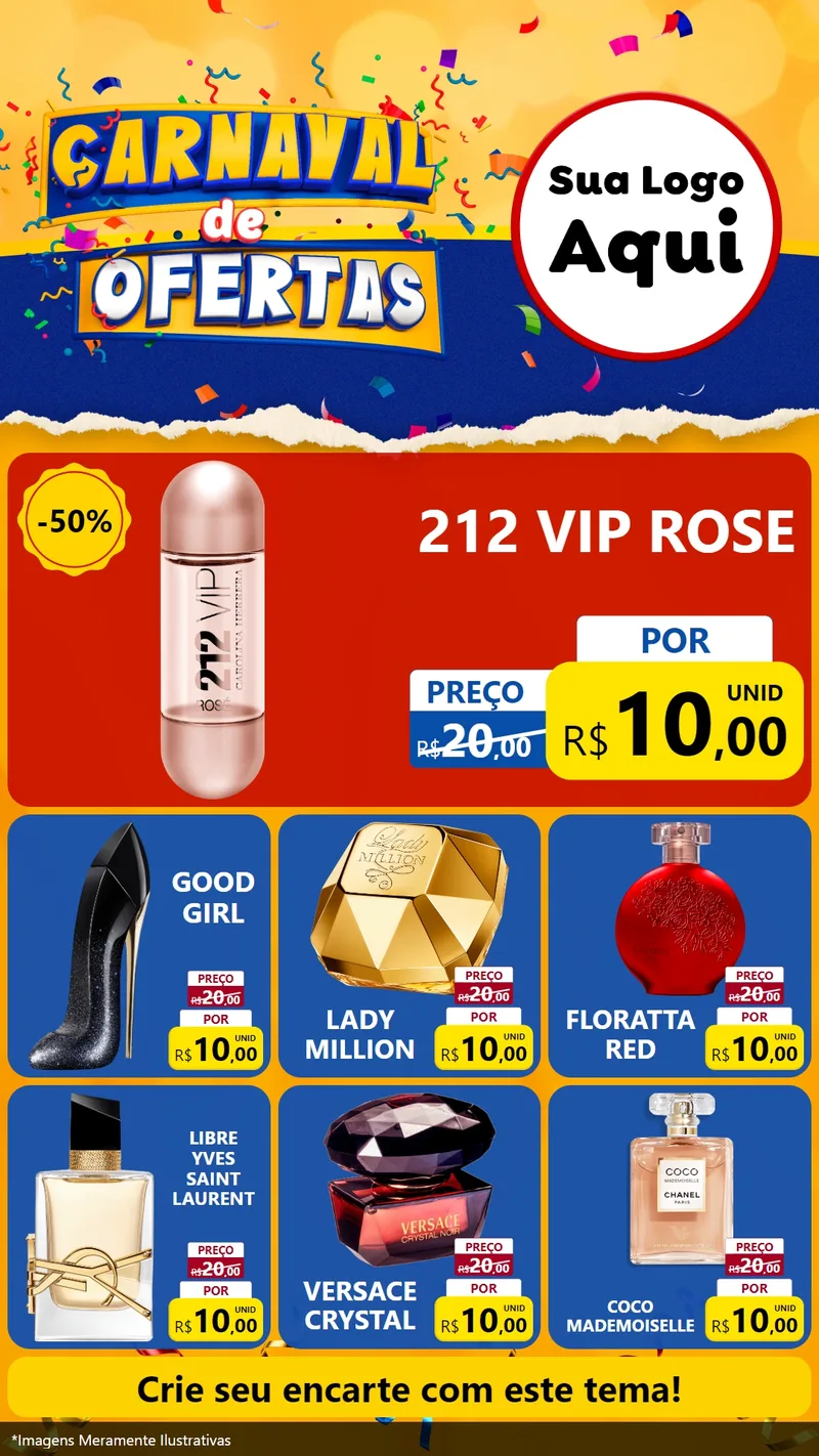 Modelo de Rede Social para Stories com o tema Carnaval de Ofertas para Perfumes