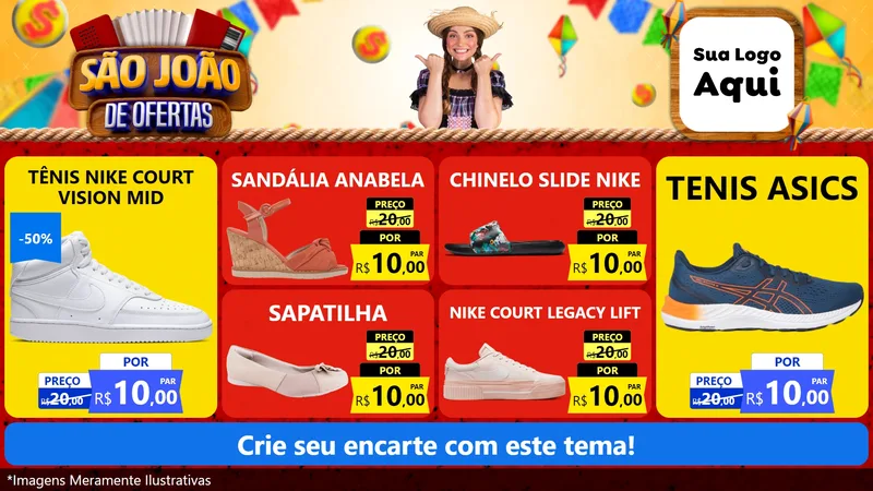 Modelo de TV para TV Horizontal com o tema São João de Ofertas para Calçados