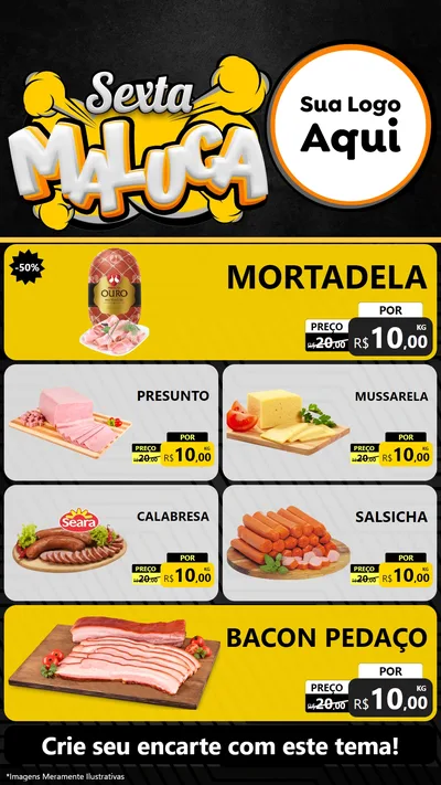 Modelo de TV para TV Vertical com o tema Sexta Maluca para Frios e Laticínios