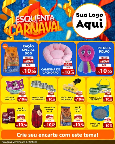 Modelo de Rede Social para Feed Instagram com o tema Esquenta de Carnaval para Pet Shop