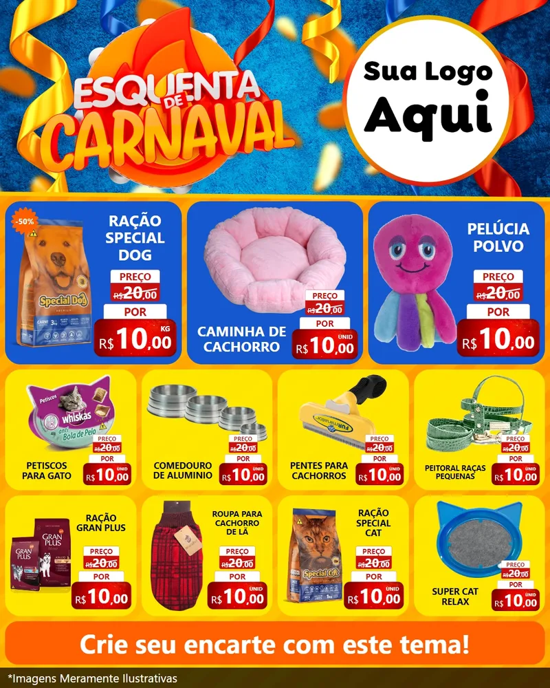 Modelo de Rede Social para Feed Instagram com o tema Esquenta de Carnaval para Pet Shop