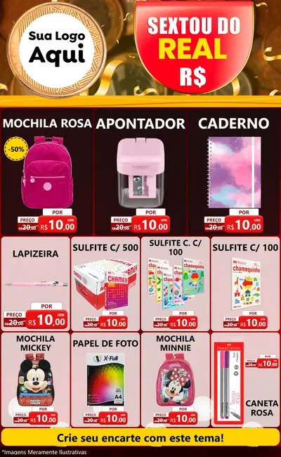 Modelo de Encarte para Encarte Grande com o tema Sextou do Real para Papelaria