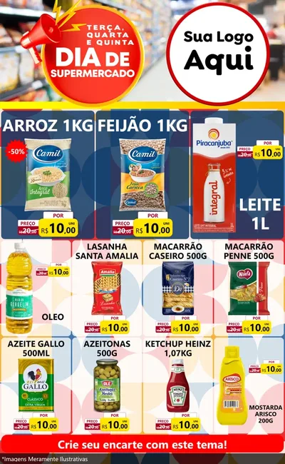 Modelo de Encarte para Encarte Grande com o tema Dia de Supermercado para Supermercado