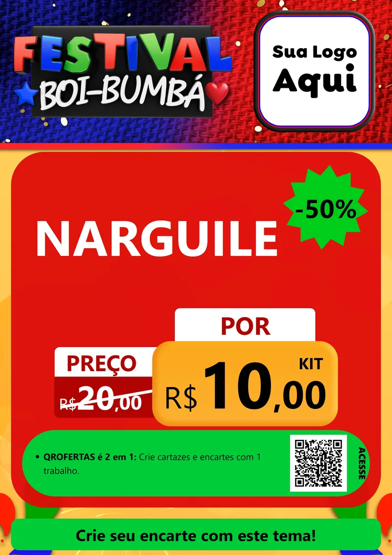 Modelo de Cartaz para Cartaz A4 Vertical com o tema Festival Boi-Bumbá para Tabacaria