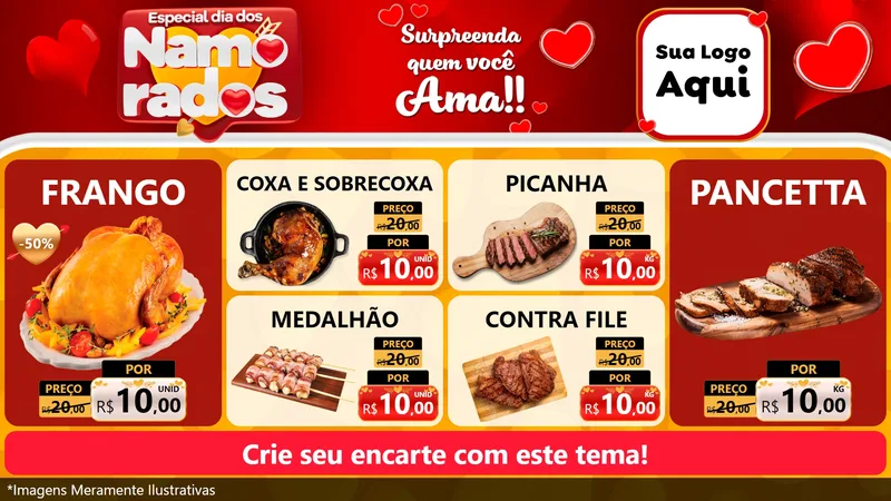 Modelo de TV para TV Horizontal com o tema Especial Dia dos Namorados para Assados