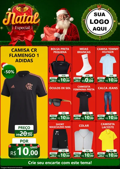 Modelo de Encarte para Encarte A4 Vertical com o tema Natal Especial para Roupas e acessórios