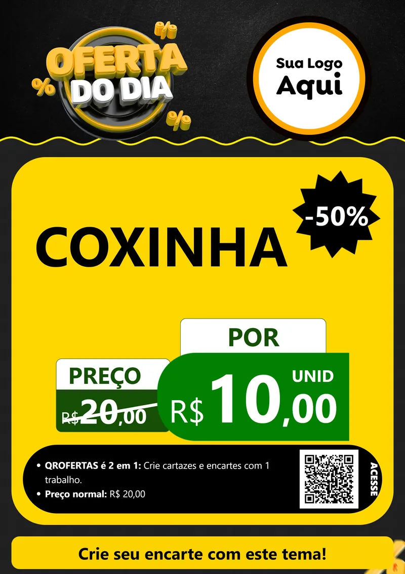 Modelo de Cartaz para Cartaz A4 Vertical com o tema Oferta Do Dia para Salgadaria