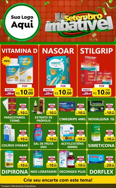 Modelo de Encarte para Encarte Grande com o tema Setembro Imbatível para Farmácia
