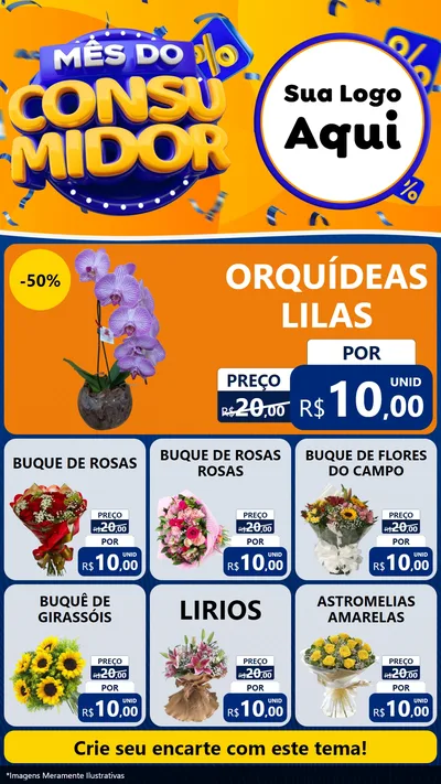 Modelo de Rede Social para Stories com o tema Mês do Consumidor para Floricultura e jardim