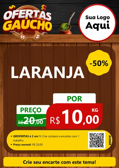 Modelo de Cartaz para Cartaz A4 Vertical com o tema Ofertas Dia do Gaúcho para Hortifrúti