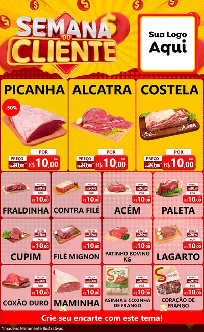 Modelo de Encarte para Encarte Grande com o tema Semana do Cliente para Açougue