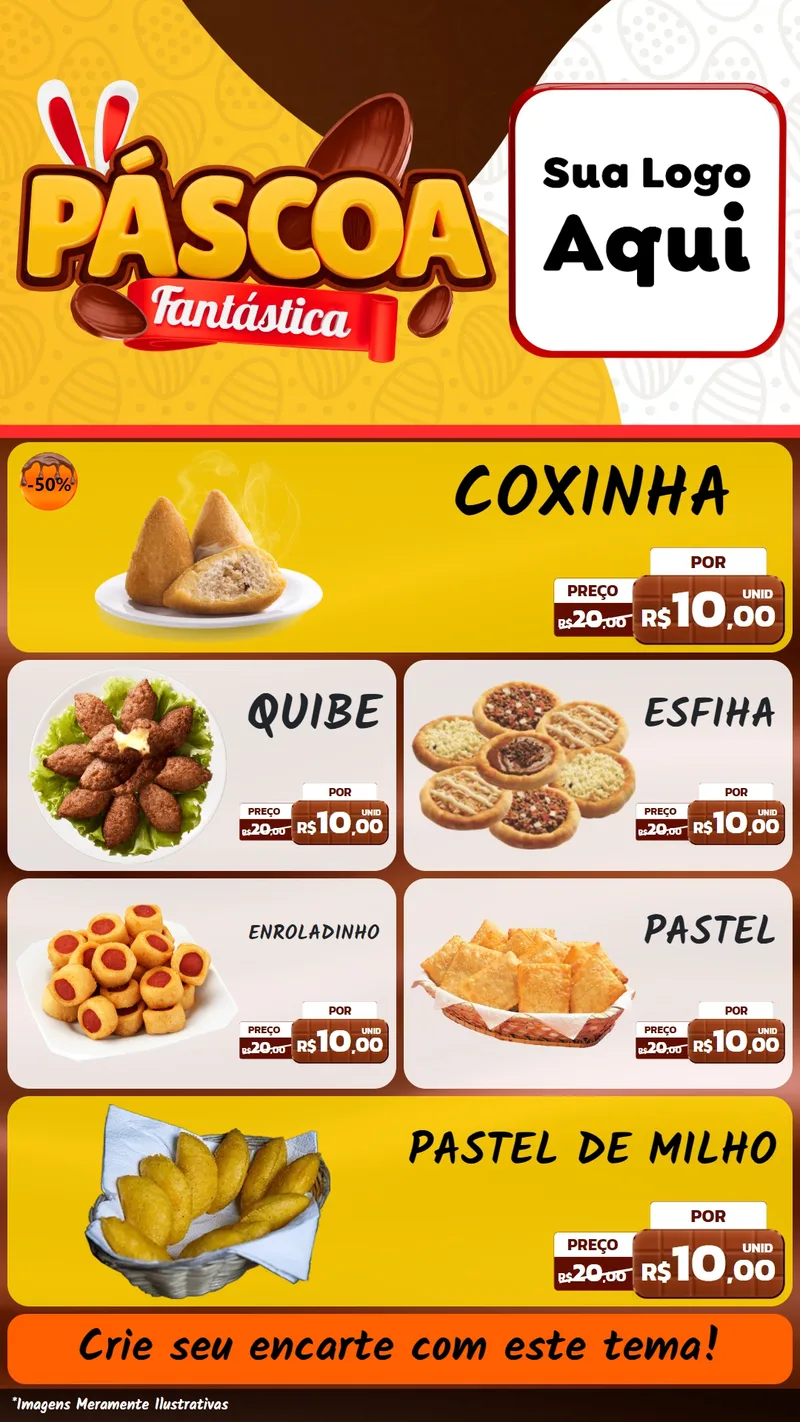 Modelo de TV para TV Vertical com o tema Páscoa Fantástica para Salgadaria