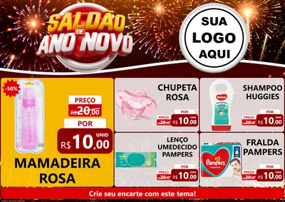 Modelo de Encarte para Encarte A4 Horizontal com o tema Saldão de Ano Novo para Bebês
