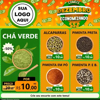 Modelo de Rede Social para Feed Facebook com o tema Comece Dezembro Economizando para Produtos Naturais