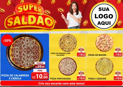 Modelo de Encarte para Encarte A4 Horizontal com o tema Super Saldão para Pizzaria