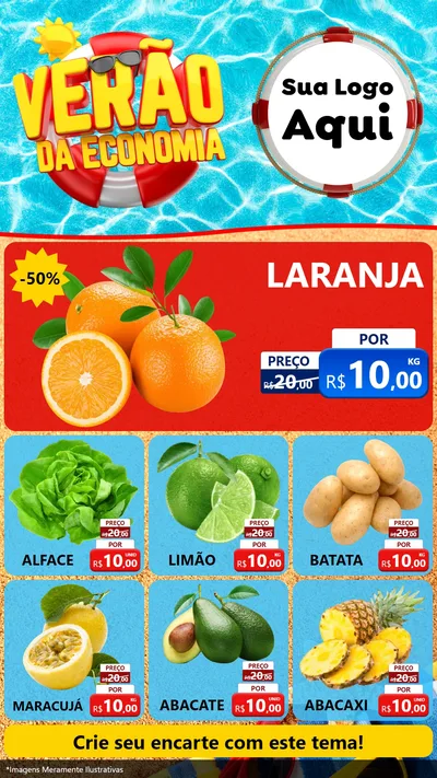 Modelo de Rede Social para Stories com o tema Verão da Economia para Hortifrúti